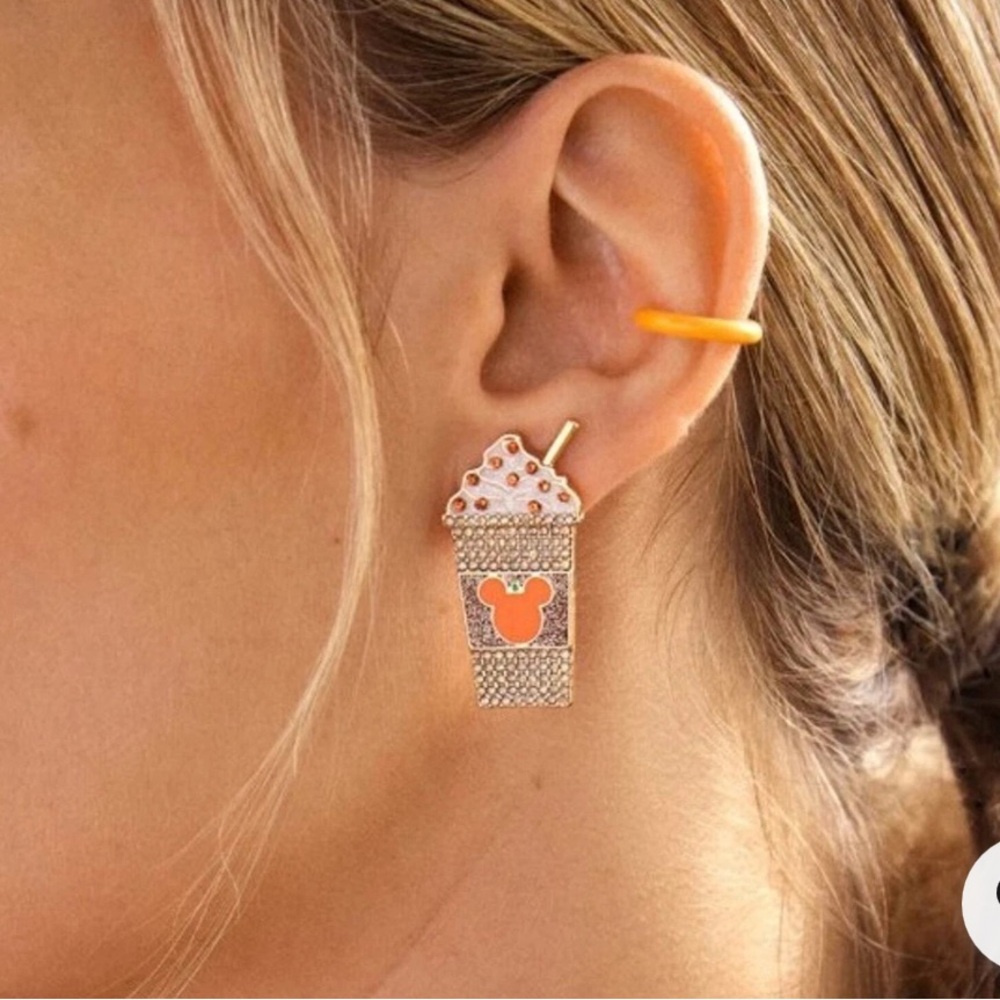 Disney x Baublebar Mickey Mouse Disney Pumpkin Spice Latte Earrings NEW